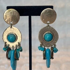 Chico's Gold and Turquoise Statement Earrings